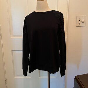 Gloria Vanderbilt Black Lace Sweatshirt M NWT